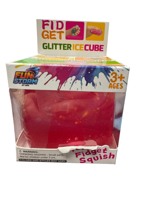 Fun Storm FIdget Glitter Ice Cube Squishy Toy - 3 inch LARGE - Random Color