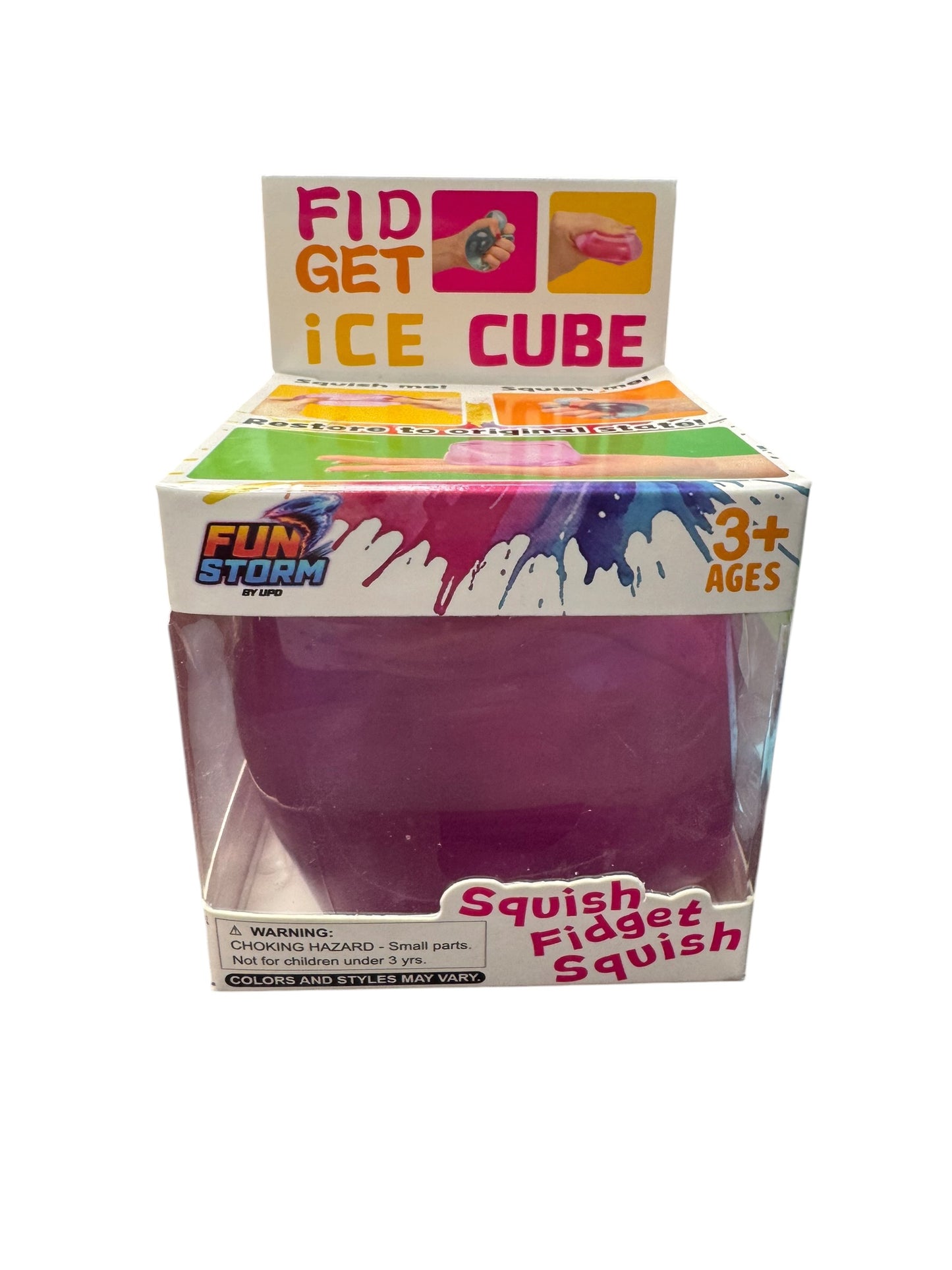 Fun Storm FIdget Ice Cube Squishy Toy - 3 inch LARGE - Choose Your Color