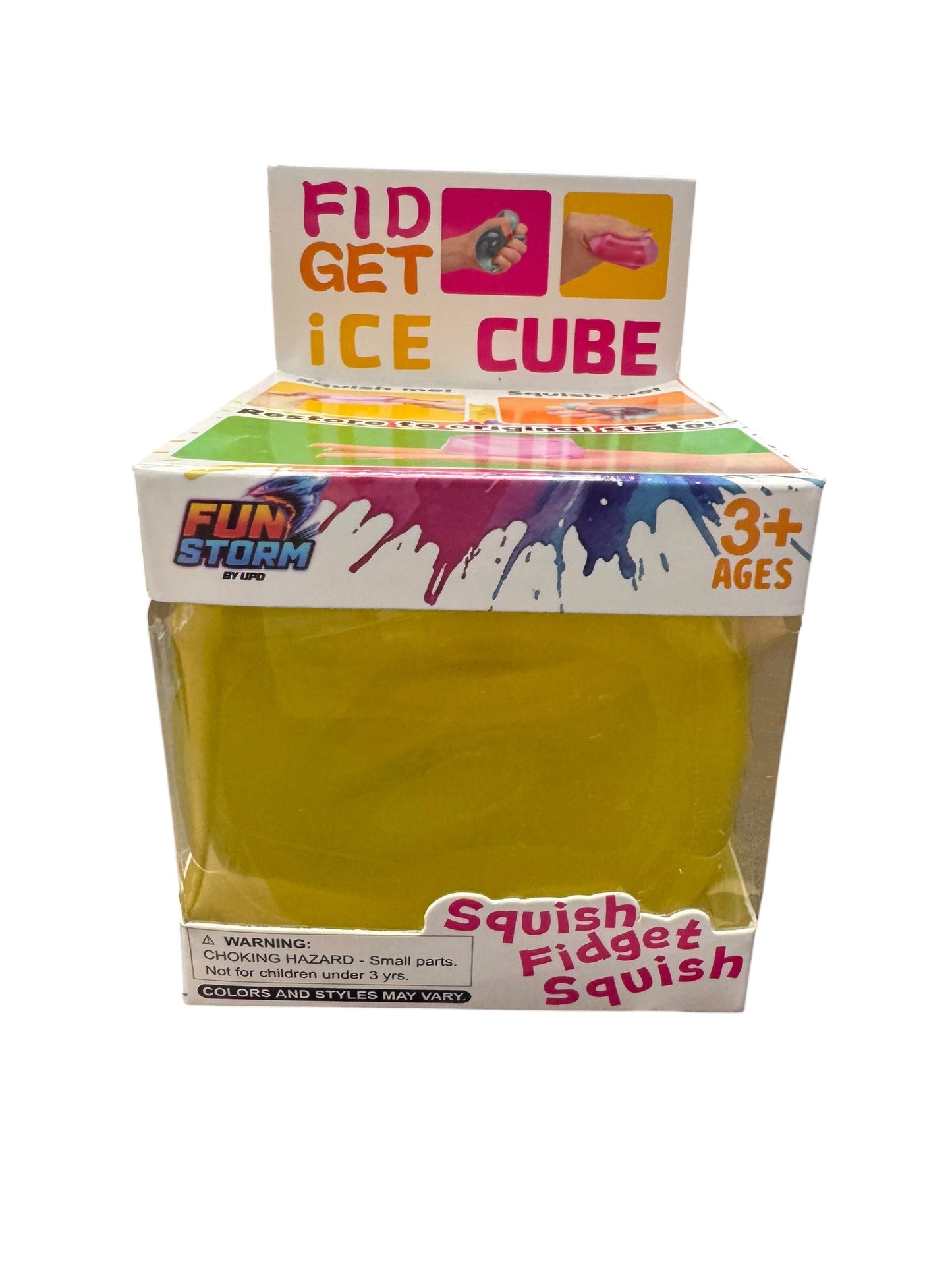 Fun Storm FIdget Ice Cube Squishy Toy - 3 inch LARGE - Choose Your Color