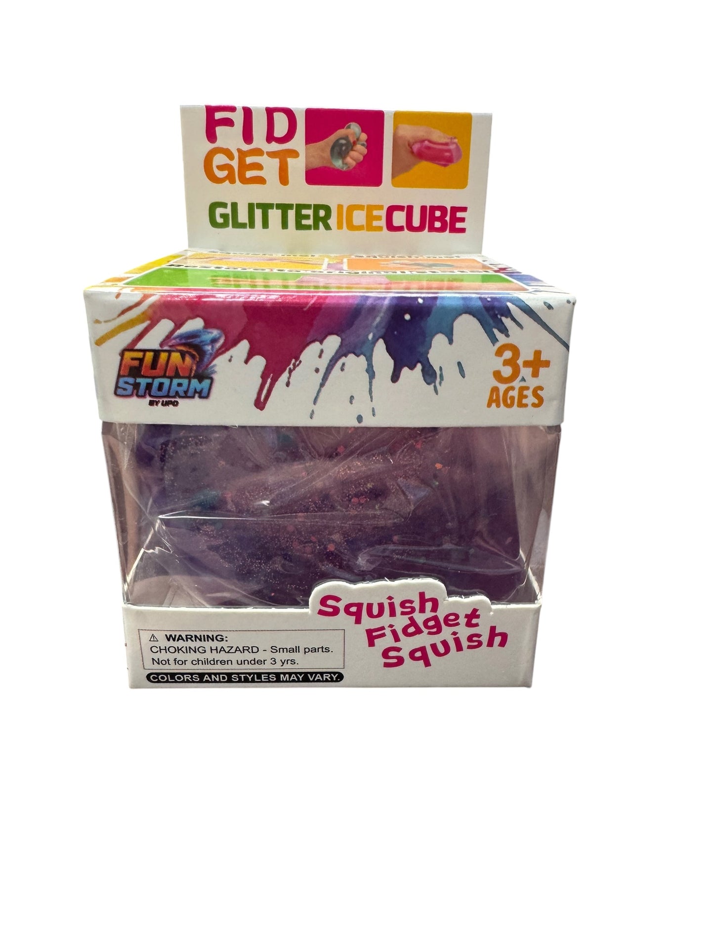 Fun Storm FIdget GLITTER Ice Cube Squishy Toy - 2 inch MEDIUM - Choose Your Color (Copy)