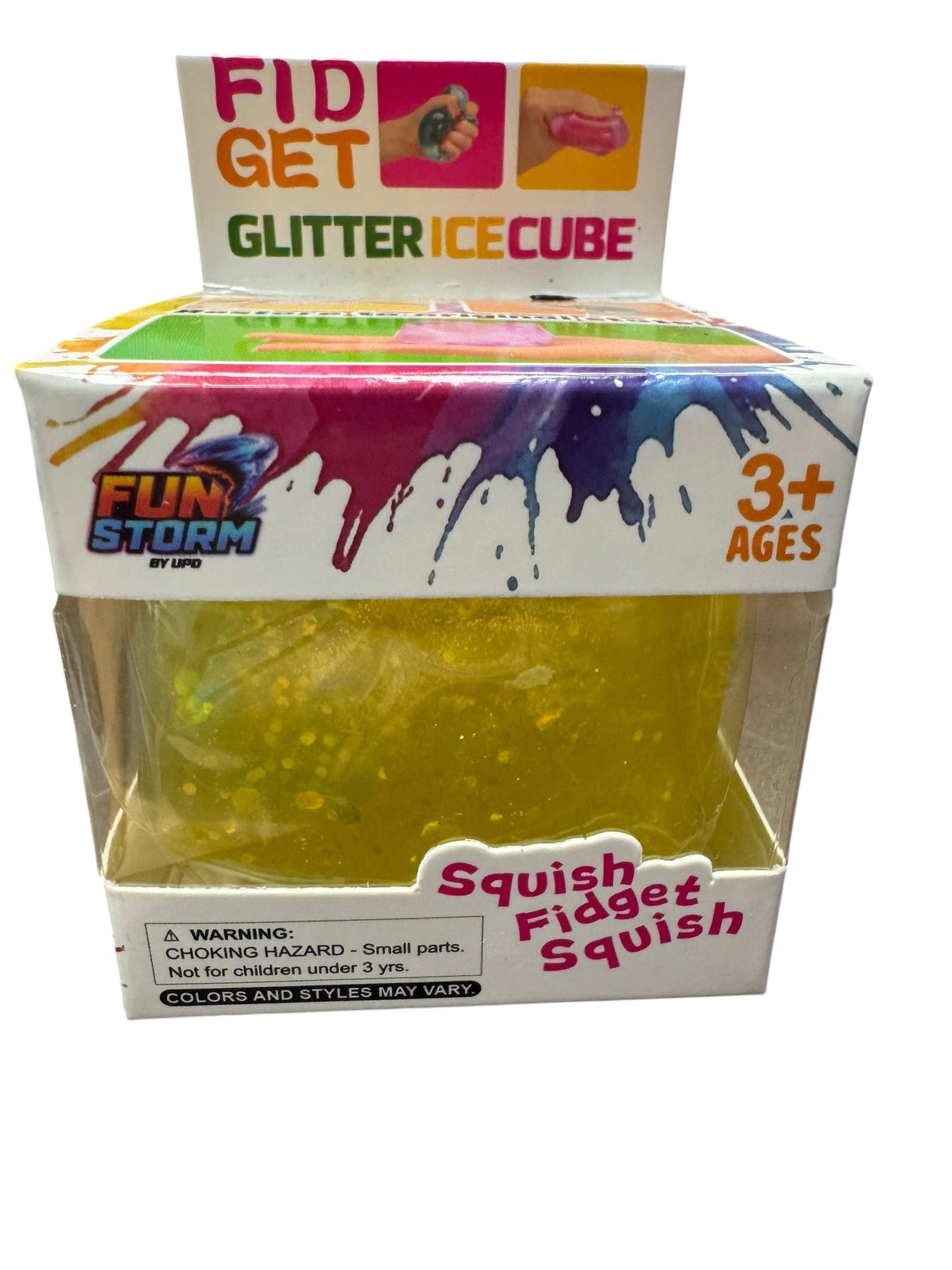 Fun Storm FIdget GLITTER Ice Cube Squishy Toy - 2 inch MEDIUM - Choose Your Color (Copy)