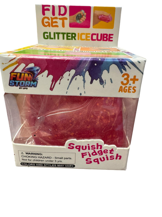Fun Storm FIdget GLITTER Ice Cube Squishy Toy - 2 inch MEDIUM - Choose Your Color (Copy)